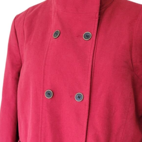 MNG Brushed Cotton Pea Coat Mid Length Size Large Red - Picture 2 of 9